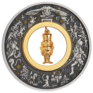 2024 CHRISTMAS $2 2oz Silver Antiqued Coin w/ NUTCRACKER Insert - Picture 1 of 9