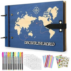 Fathers Day Gift From Wife/Daughter/Son Wooden Scrap Book Album World Map Tra... - Picture 1 of 9