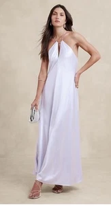Banana Republic Silk Halter Maxi Dress Whisper Violet. Size Xs, NWT - Picture 1 of 7