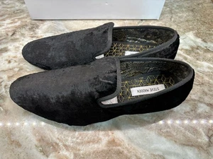 Steve Madden Loafers Mens Size 13 Black Velvet Slip On Shoes Satin Lined CRUS02 - Picture 1 of 12