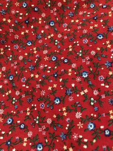 Cranston Fabric Tiny Blue White Flowers on Red Vintage 4.6 Yards x 44" Width - Picture 1 of 3