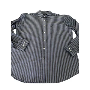 Camicia elegante uomo Nautica antirughe grigio blu a righe taglia L  - Foto 1 di 8