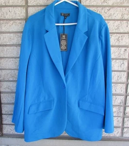 DG2 Diane Gilman 2XL Blau Stretch 1 Knopf Gefüttert Blazer Jacke Neu Mit Etikett - Bild 1 von 6