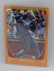 2011 Bowman Chrome Nelson Cruz Orange Refractor #ed 16/25 Rangers - Bild 1 von 2