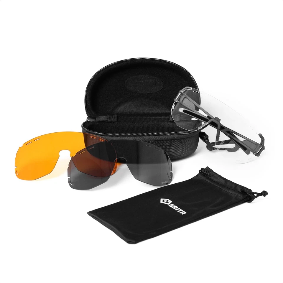 GRITR Shooting Safety Glasses w/ Interchangeable Lenses & Eva Case - All Colors - Image 1 of 1