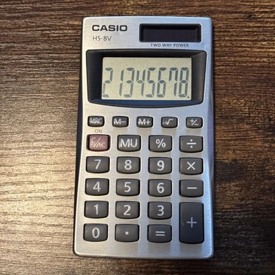 Vintage Pocket Calculator Casio HS-8V Solar And Battery Powered Six Functions - Image 1 of 4