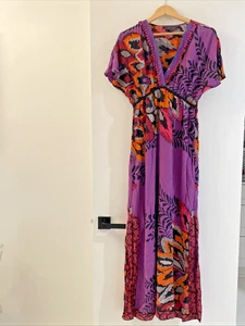 Women’s Hale Bob Silk Dress Long Dress Purple Multi color Medium - Picture 1 of 7