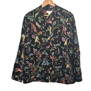Giacca arazzo floreale nero Appleseeds donna taglie forti 22W con tasche - Foto 1 di 6