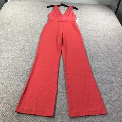 Женский комбинезон Alice + Olivia 0 яркий маковый красный широкие ноги со складками V-образный вырез - Изображение 1 из 4