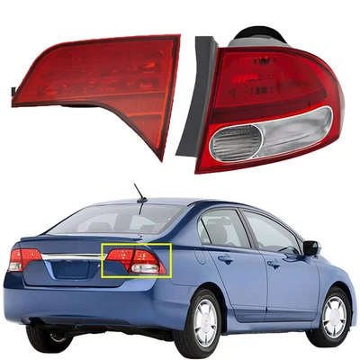 Tail Light Set For 2009 2010 2011 Honda Civic Right Inner and Outer Clear/Red Foto 1 de 4