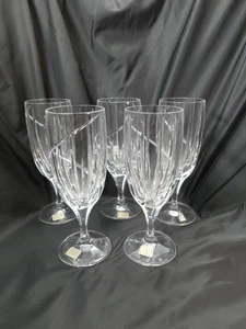 Mikasa Crystal UPTOWN 8 3/8" Wine Glasses Swirl Cut Set Of 5 - Picture 1 of 10