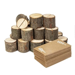 20Pcs Wood Place Card Holders and 24Pcs Kraft Table Place Cards, Rustic Table... - Picture 1 of 6