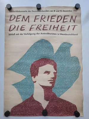 Plakat Dem Frieden die Freiheit Deutschlandsender 1961 Konzert Original DDR A1 - Bild 1 von 4