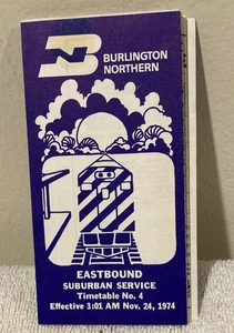 1974 Suburban Burlington Northern railroad time schedual chicago West burbs - Picture 1 of 2