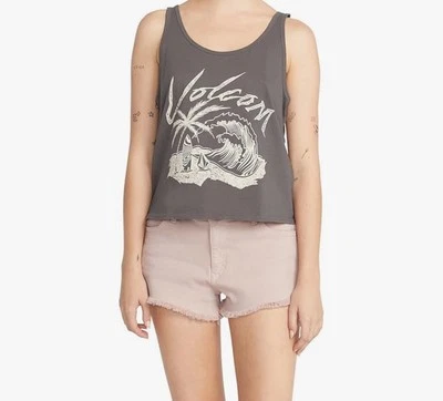 NEW Volcom Medium Women's Scoop Neck Boxy Tank Top -Beach Waves  GRAPHIC TEE SLT - Image 1 of 4