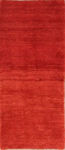 Solid Red Wool Hand-knotted Gabbeh Shiiraaz Accent Rug Runner 3x6 Modern Carpet - Picture 1 of 17