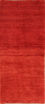 Solides Rotes Wolle Handgeknüpft Gabbeh Shiiraaz Akzent Teppich Läufer 3x6 Modem - Bild 1 von 4