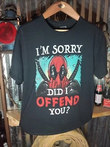 Marvel Deadpool T-Shirt Mens XL Black Graphic Tee "I'm Sorry Did I Offend You?" - Picture 1 of 8