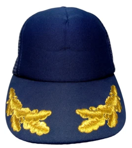 Wear Guard Gold Oak Leaf Trucker Snapback Hat Navy Blue Mesh Cap Scrambled Eggs - Picture 1 of 8