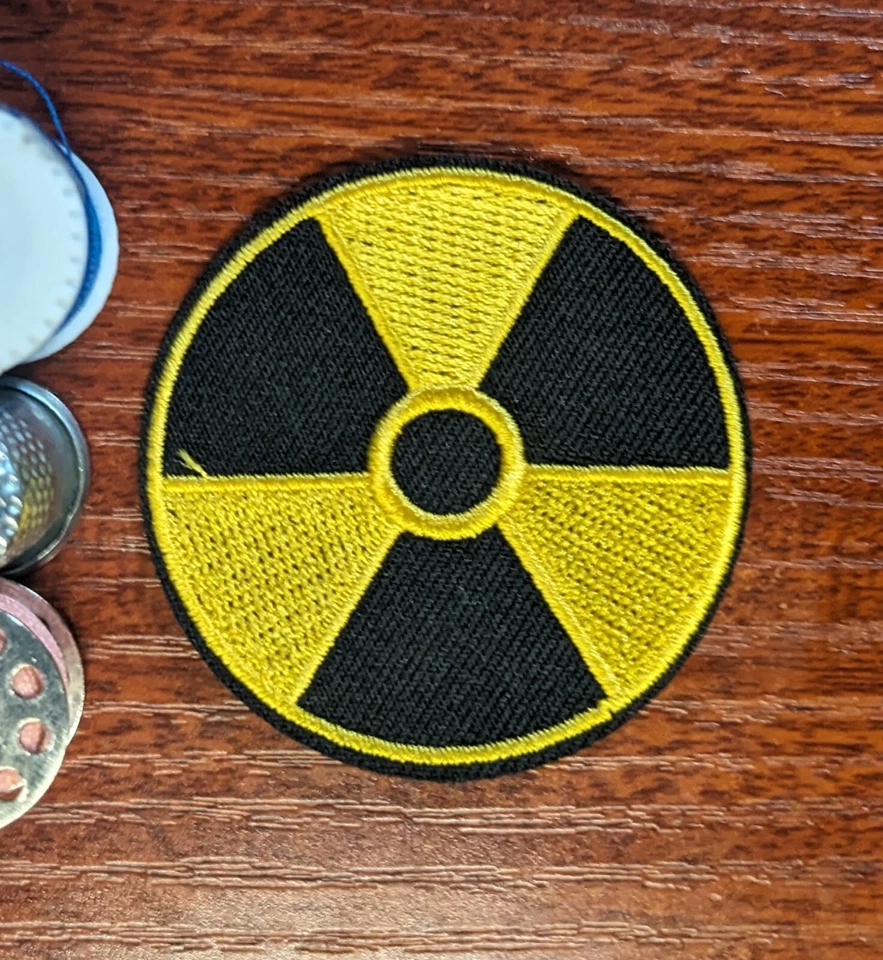 Radioactive Warning Sign Patch Nuclear Toxic Goth Punk Embroidered Iron On 2.25" - Image 1 of 3
