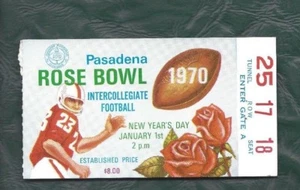 1970 Rose Bowl Football Ticket Stub Michigan Wolverines USC Trojaner Klammerlöcher - Bild 1 von 2