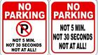 Metal Plate Sign Warning No Parking Private Not 5 Mins 30 Second Wall Gate Decor