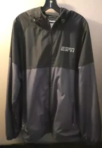 Vintage ESPN Black Windbreaker Jacket W/hood Size XL - Picture 1 of 4