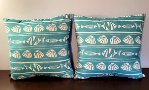 Set of 2 Lava Ocean Blue Indoor/Outdoor 18x18 Pillows (NEW) PSJ - Picture 1 of 6