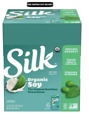 (Pack of 6) Silk Organic Shelf-Stable Unsweetened Soy Milk, 1 Quart - Image 1 of 4