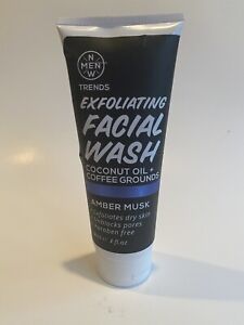 New Trends Men's Exfoliating Facial Wash Coconut Oil+Coffee Grounds AMBER MUSK