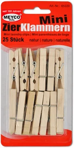 Meyco Crafts Mini Decore Clamps Natural 25 Piece Wooden Length 45mm - Picture 1 of 1