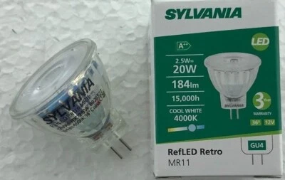 5 Pack Sylvania MR11 35mm GU4 LED 2.5W 184lm 840 Cool White = 20W Halogen 28527 - Image 1 of 4