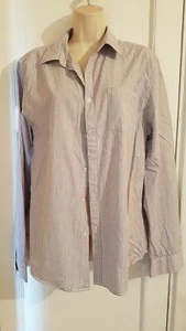LINEA MENS MEDIUM WHITE GREY LONG SLEEVE COTTON SHIRT P3 - Picture 1 of 3