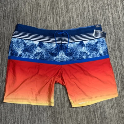 Brand New Roundtree & Yorke Men's Size 4XB Big Blue Orange Board Shorts Swimwear - Image 1 of 4