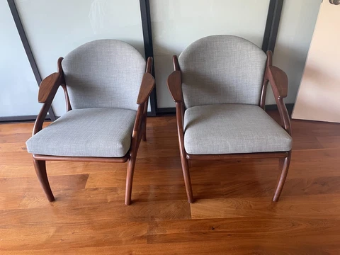 Mid-Century Danish Modern Adrian Pearsall Walnut Lounge Chairs 2249-C Cover