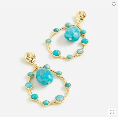 Pendientes J Crew Turquesa Blanco Multicolor Piedra Semipreciosa Lazo Distintivos Foto 1 de 3