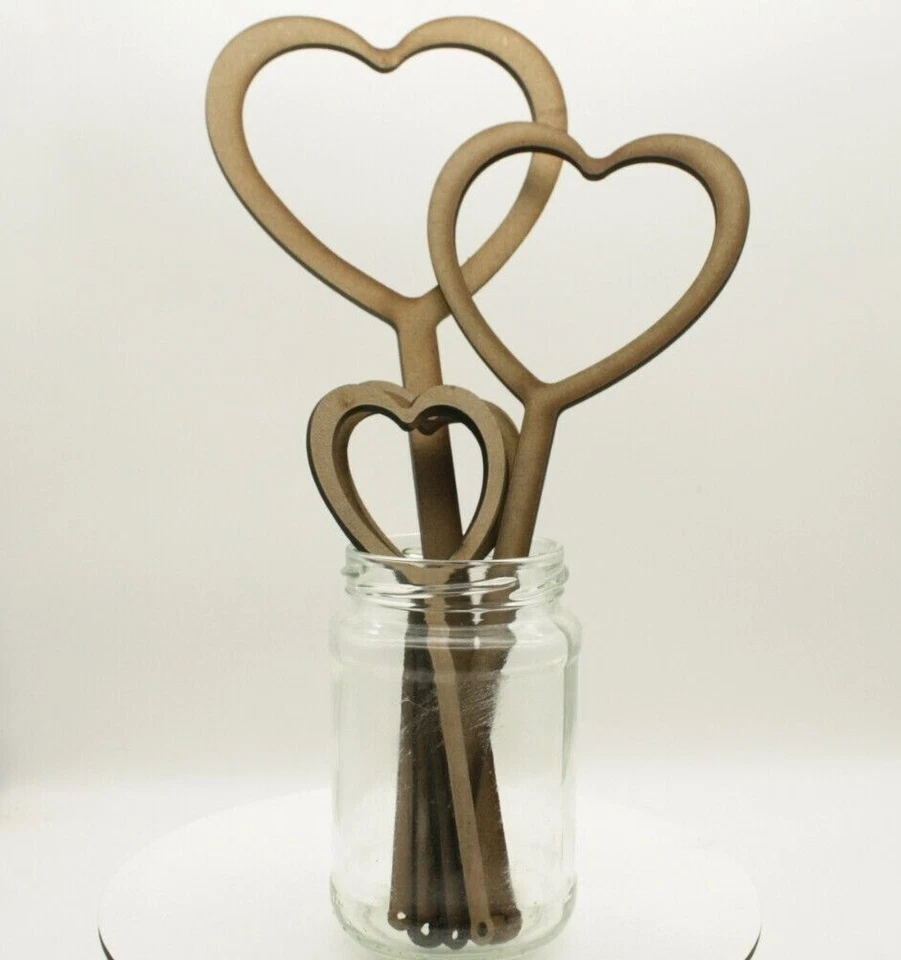 HEART WAND fairy/wedding Blank/shape 3mm MDF  60mm 90mm 120mm  Heart - Image 1 of 1