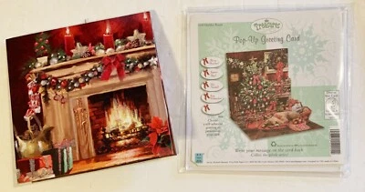 Treasures Holiday Room 3-D Pop-Up Greeting Card - Cozy Christmas Room Scene - Image 1 of 2