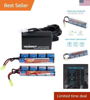 Batería de alto rendimiento 9.6V NiMH 1600mAh con cargador para pistolas de Airsoft Foto 1 de 4