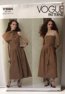 Vogue Sewing Patterns V2084 Misses Dress With Belt And Overbodice Sizes 6-14 New - Picture 1 of 2