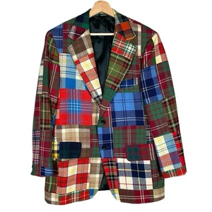 Vintage Chipp Patchwork Tartan Plaid Sport Coat 40R Actual 38 Ivy League - Picture 1 of 23