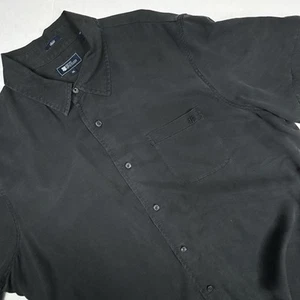 Reyn Spooner Button Up Black Shirt Mens XL Neutral Grunge Linen Bld Summer EUC - Picture 1 of 8