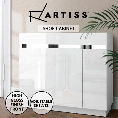 Artiss Shoe Rack Storage Cabinet 24 Pairs High Gloss Cupboard White - image 1 of 4