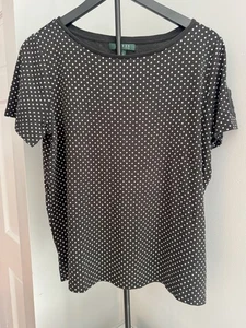 Lauren Ralph Lauren 1X T-Shirt schwarz weiß gepunktet Kurzarm Logo Freizeit Oberteil - Bild 1 von 8