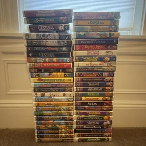 Vintage Lot of 50 Walt Disney Universal WB VHS Tapes Clamshell Children's Movies - Picture 1 of 19