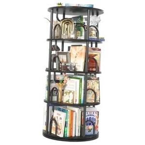 4 Tier Rotating Bookshelf Tower, 360 Display Spinning Bookcase, Revolving - Picture 1 of 8