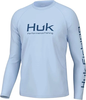 HUK Men's Standard Pursuit Vented Long Sleeve 30 UPF Shirt, Ice Water, Size M - Image 1 of 4