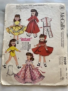 1950er Betsy McCalls Puppenkleidung Muster 2239 Betsy McCall 7,5-8" Kleid Kleid Pyjama - Bild 1 von 9