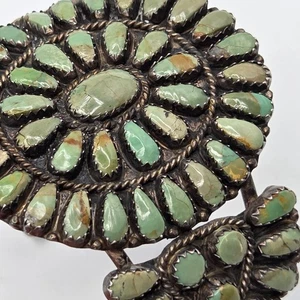 Vtg Larry Moses Begay NA Sterling Silver Green Turquoise Cluster Cuff Bracelet - Afbeelding 1 van 10
