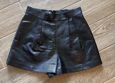 Pantalones Cortos Anthropologie Hutch Texturizados Negros Metálicos Plisados - Talla Mediana Pequeña Foto 1 de 4
